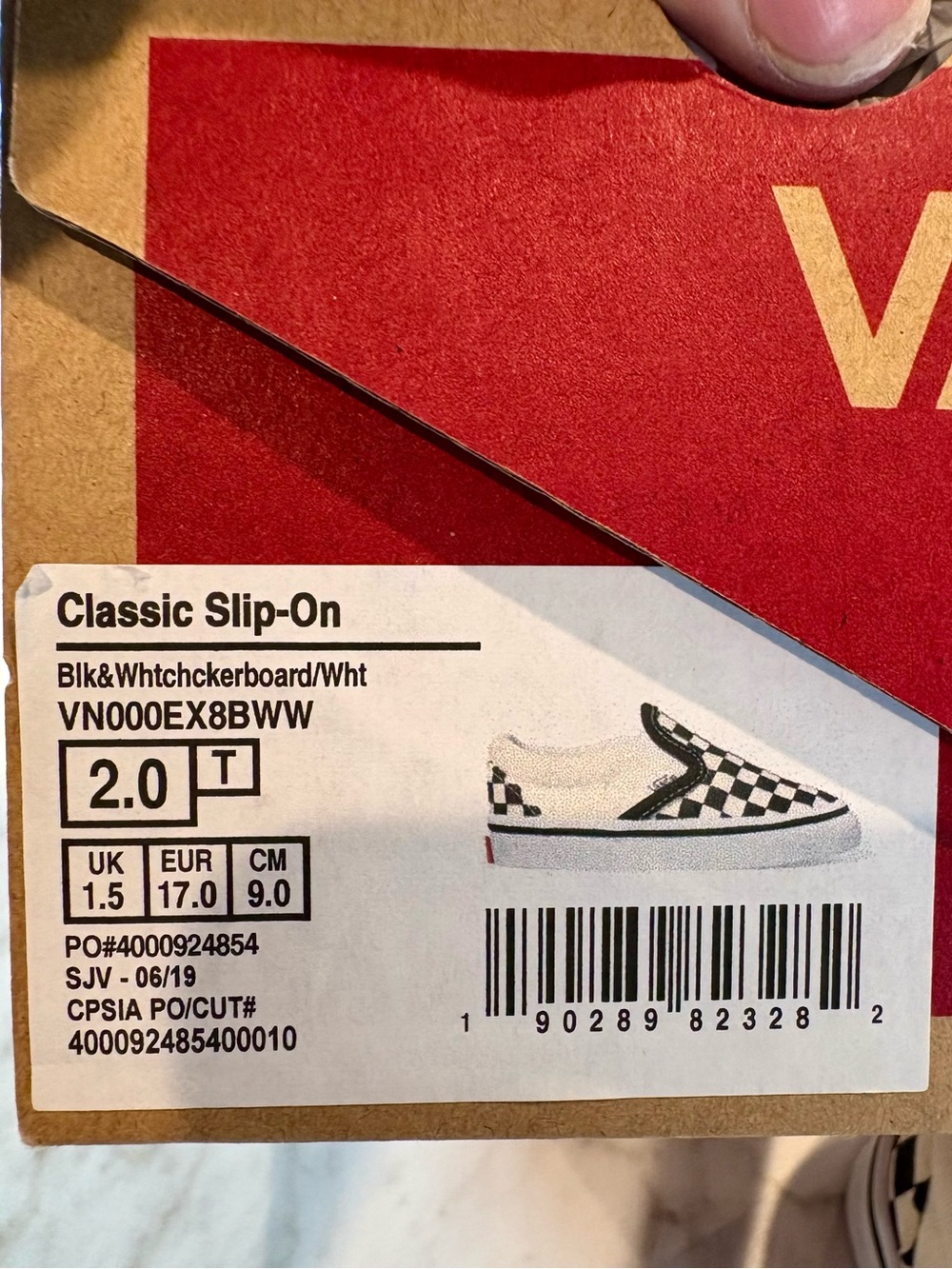 Vans Kids Checkerboard Slip-On in Black and White - Picture 2 of 7